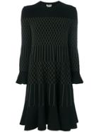 Fendi Embroidered Flared Dress - Black