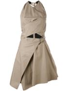 Carven - Asymmetric Dress - Women - Silk/cotton/acetate - 36, Nude/neutrals, Silk/cotton/acetate