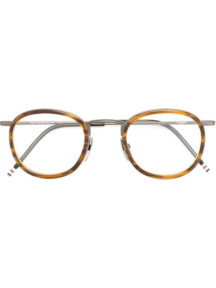 Thom Browne Round Frame Glasses With Clip, Black, Acetate/titanium