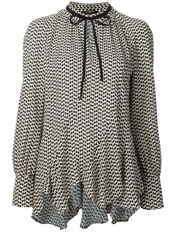 Derek Lam Printed Tie Blouse, Women's, Size: 42, Black, Silk