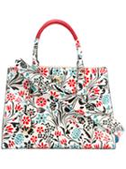 Prada Floral Print Tote, Women's, Calf Leather