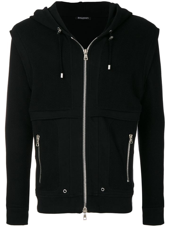 Balmain Hooded Mesh Jacket - Black