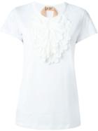 No21 Scalloped Bib T-shirt, Women's, Size: 44, White, Cotton