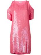 P.a.r.o.s.h. Cold Shoulder Sequin Dress, Women's, Size: Medium, Pink/purple, Pvc/viscose