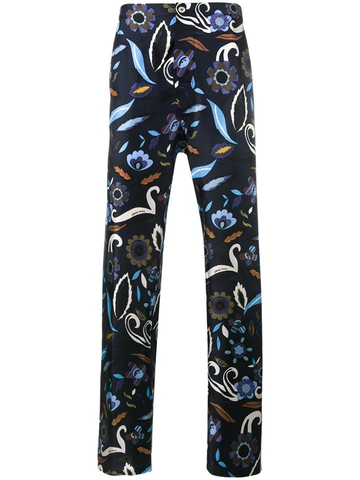 Fendi Swan & Floral Print Pyjama Trousers - Blue