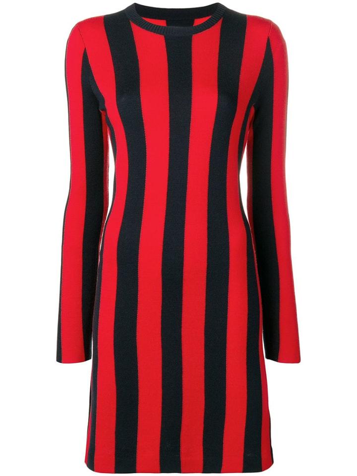 Calvin Klein Striped Knitted Dress - Red