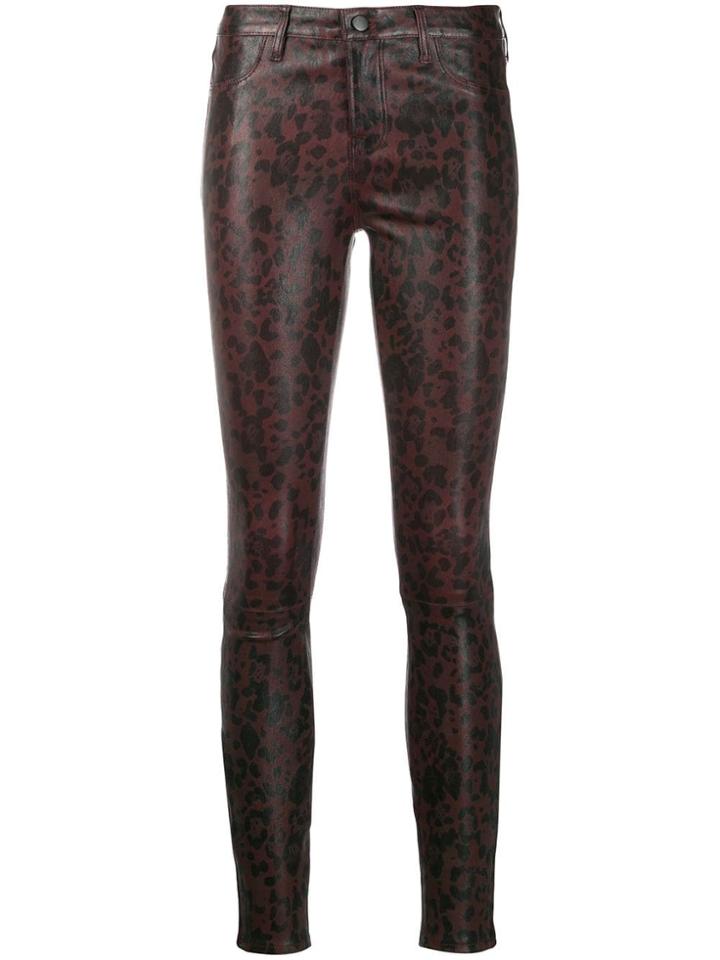J Brand Leopard Print Skinny Trousers - Brown