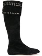 Alexander Mcqueen Eyelet Embellished Knee High Boots - Black