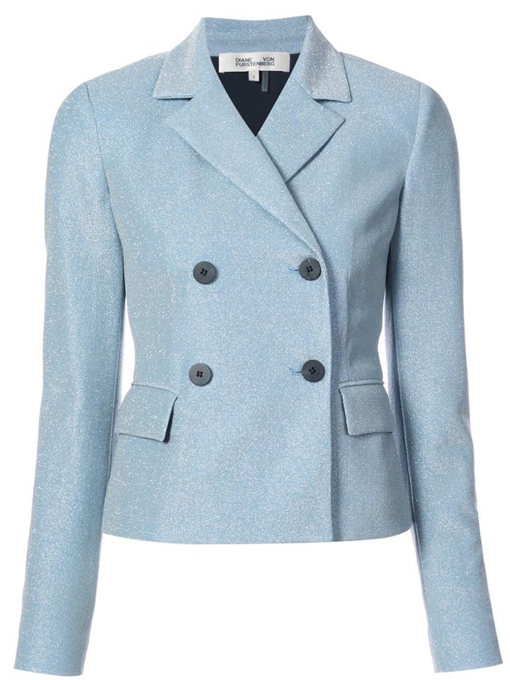 Dvf Diane Von Furstenberg Glittery Double-breasted Blazer - Blue