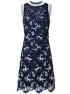 Ermanno Scervino Floral Lace Rib Trim Dress - Blue