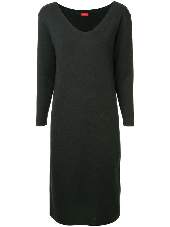 Des Prés Long-sleeve Midi Dress - Black
