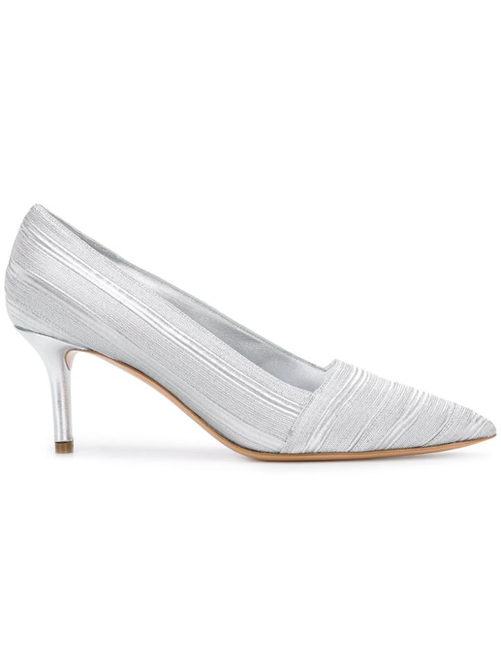 Casadei Panelled Crepe Satin Pumps - Metallic