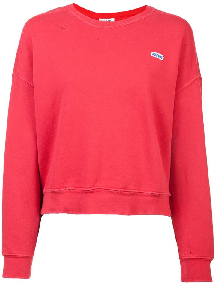 Re/done Cropped Crew Neck Sweatshirt - Red