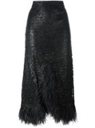 Faith Connexion - Lace Long Skirt - Women - Silk/polyamide/viscose/ostrich Feather - 40, Black, Silk/polyamide/viscose/ostrich Feather