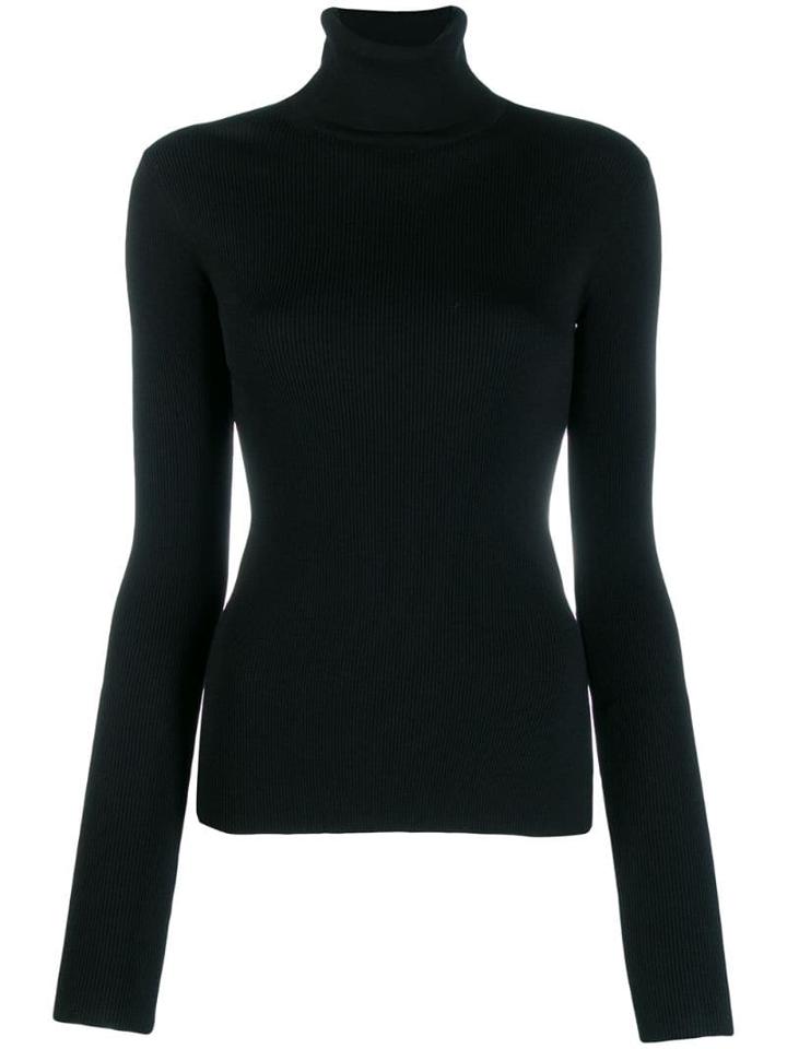 Helmut Lang Knitted Roll Neck Top - Black