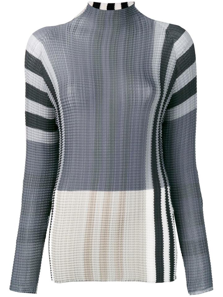 Issey Miyake Textured Turtle Neck Top - Grey
