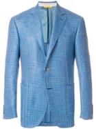 Canali Gingham Fitted Blazer - Blue