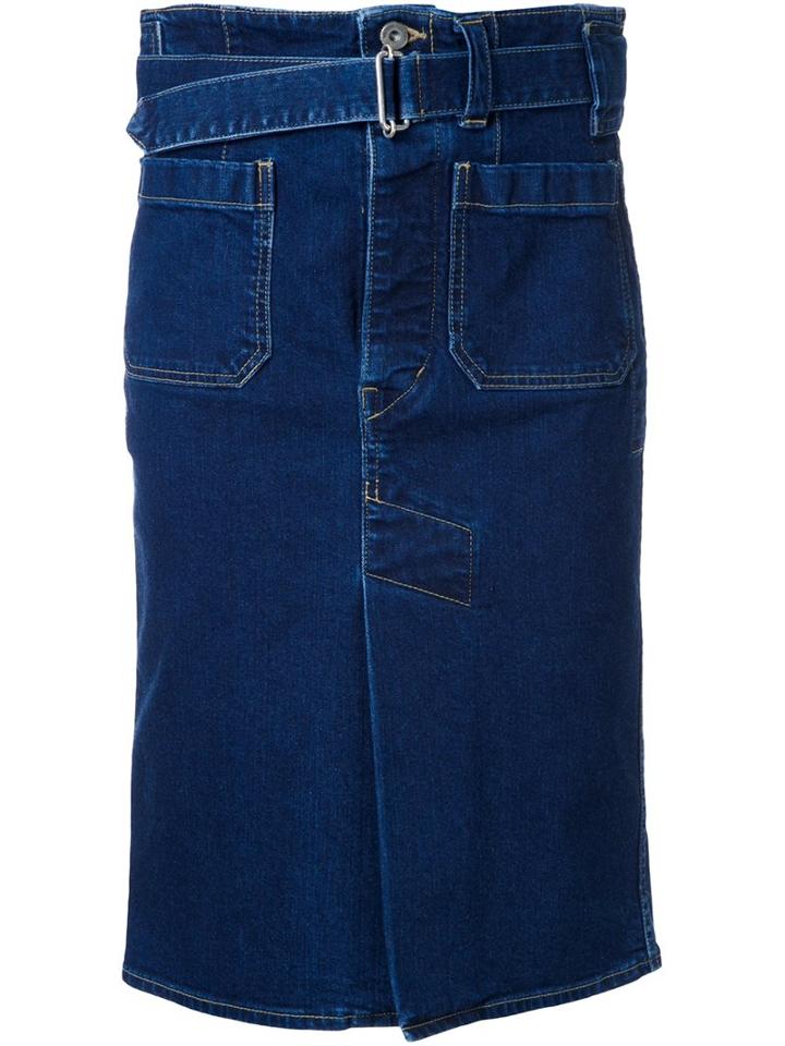 Theatre Products Belted Denim Skirt, Women's, Blue, Cotton/polyurethane