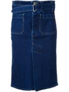 Theatre Products Belted Denim Skirt, Women's, Blue, Cotton/polyurethane