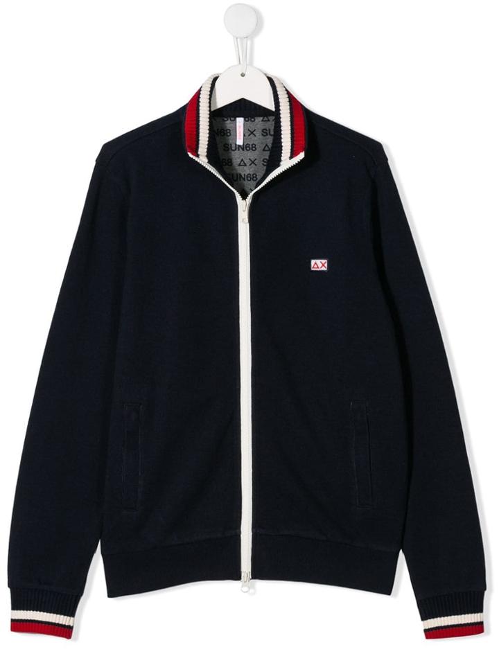 Sun 68 Kids Teen Stripe Bomber Jacket - Blue