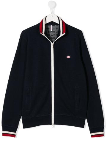 Sun 68 Kids Teen Stripe Bomber Jacket - Blue