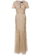 J. Mendel - Embellished Flutter Sleeve Gown - Women - Silk - 8, Nude/neutrals, Silk