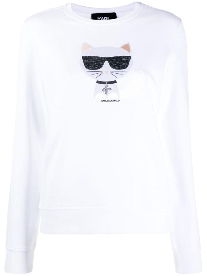 Karl Lagerfeld Crystal Embellished Sweatshirt - White