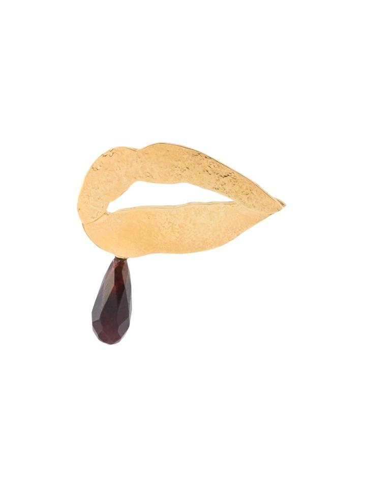 Wouters & Hendrix 'in Mood For Love' Lips Garnet Earring - Metallic