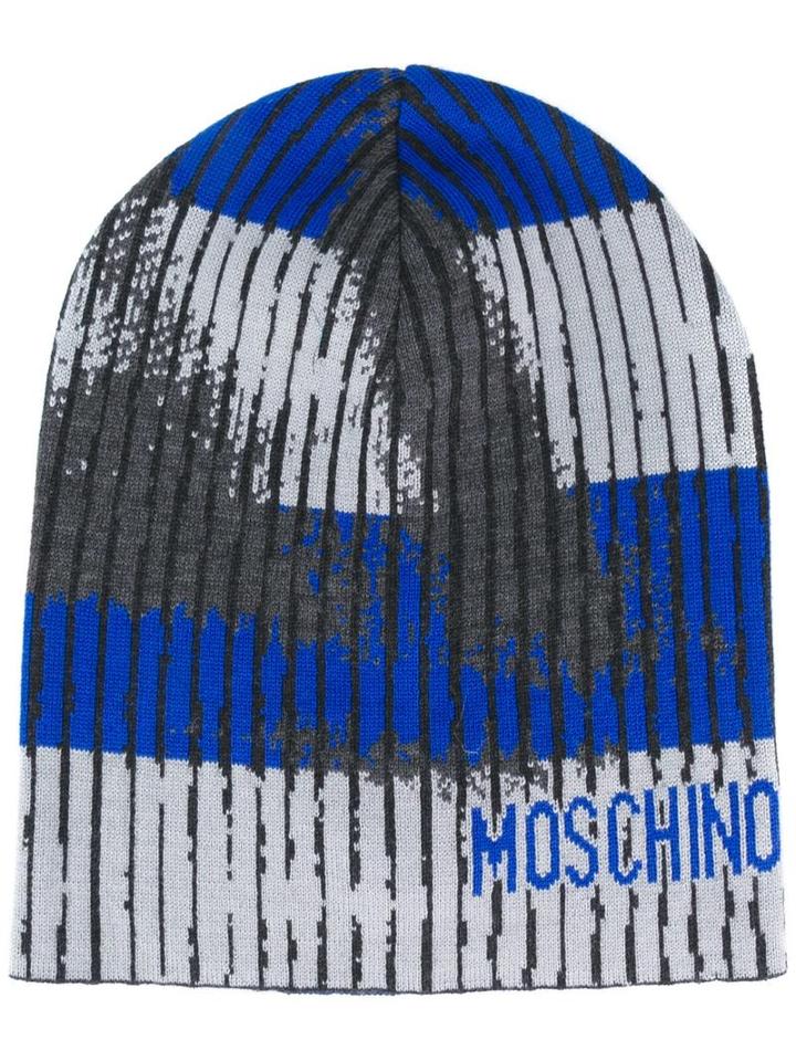 Moschino Trompe-l'oeil Beanie, Men's, Grey, Wool
