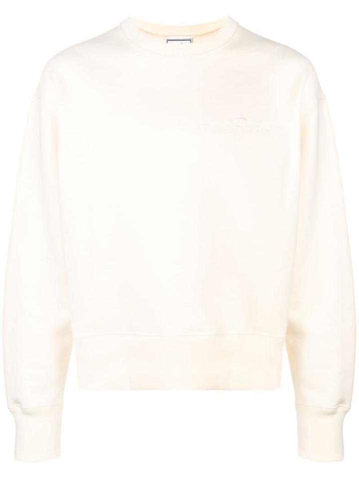 Ami Paris Crewneck Sweatshirt With Ami Paris Embroidery - Neutrals
