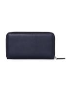 Burberry Embossed Crest Leather Ziparound Wallet - Blue