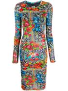 Versace Jeans Couture Printed Long Sleeved Dress - Black