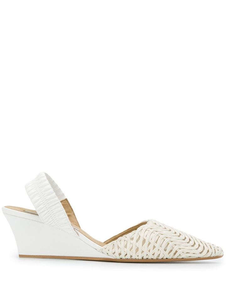 Stella Mccartney Woven Slingback Wedges - White