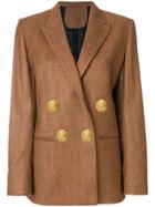 Petar Petrov Double Breasted Blazer With Exaggerated Buttons - Brown