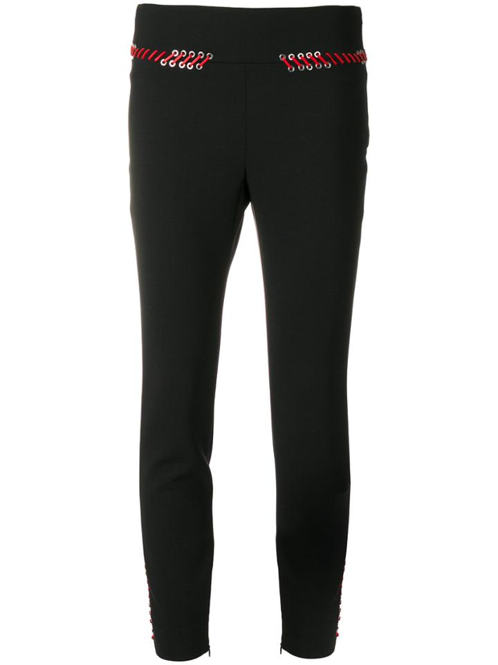 Alexander Mcqueen Lace Trim Skinny Trousers - Black
