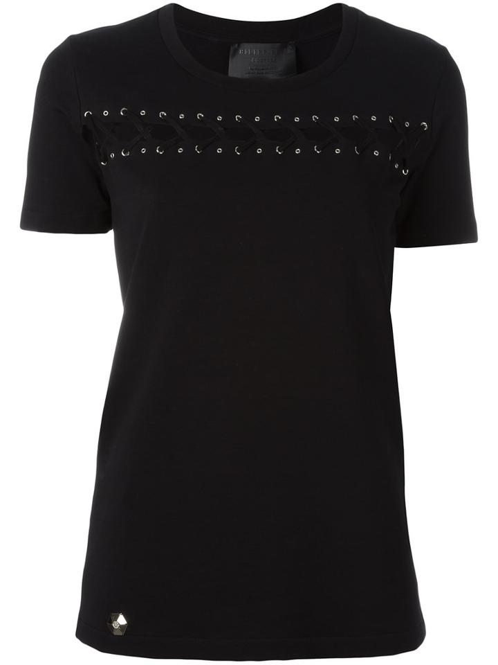 Philipp Plein Bondage T-shirt, Women's, Size: Large, Black, Cotton/spandex/elastane/silk