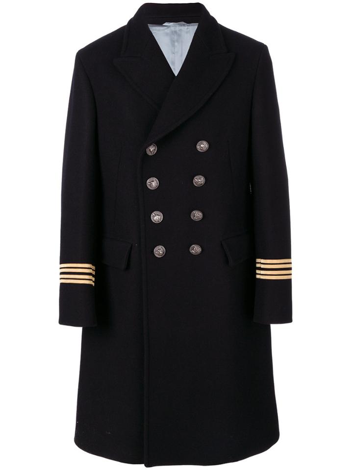 Gucci Embroidered Double-breasted Coat - Blue