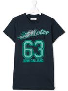 John Galliano Kids Teen Studded Logo Print T-shirt - Blue