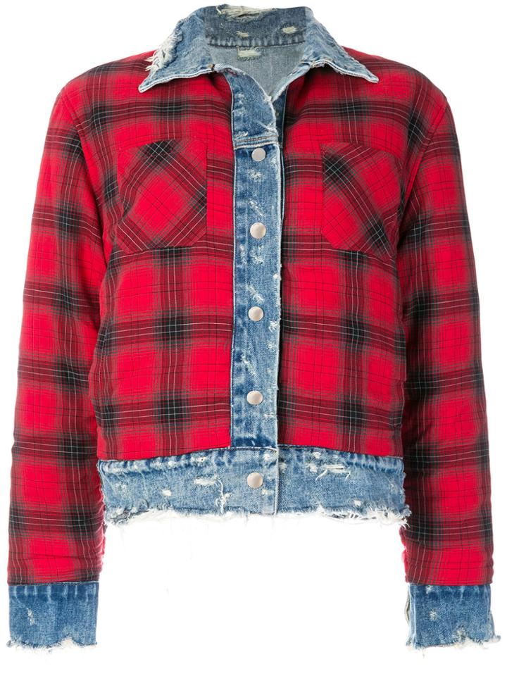 Amiri Plaid Denim Jacket - Red