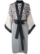 Alberto Biani - Multi-print Belted Coat - Women - Silk/viscose - 42, Black, Silk/viscose