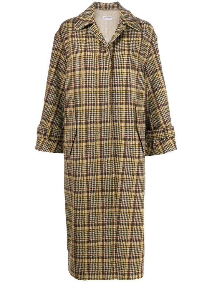 Alberto Biani Plaid Single-breasted Coat - Brown