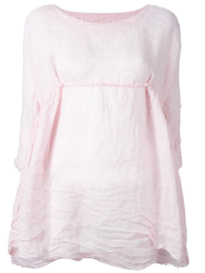 Daniela Gregis Front-tie Flared Blouse, Women's, Pink/purple, Linen/flax