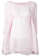 Daniela Gregis Front-tie Flared Blouse, Women's, Pink/purple, Linen/flax