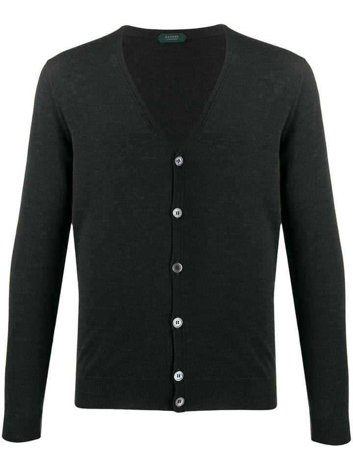 Zanone Relaxed V-neck Cardigan - Grey