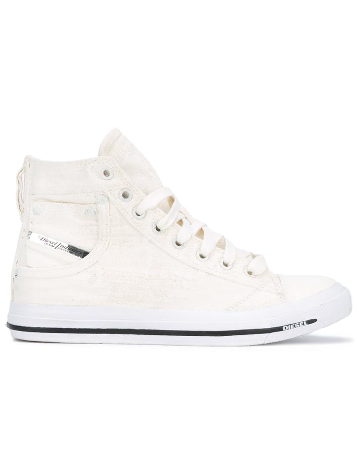 Diesel Pocket Detail Hi-tops - White