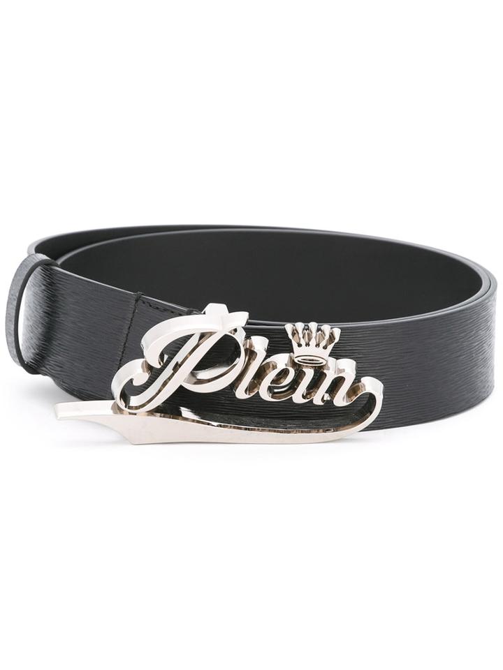 Philipp Plein - Logo Belt - Men - Leather/metal (other) - 95, Black, Leather/metal (other)