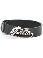 Philipp Plein - Logo Belt - Men - Leather/metal (other) - 95, Black, Leather/metal (other)