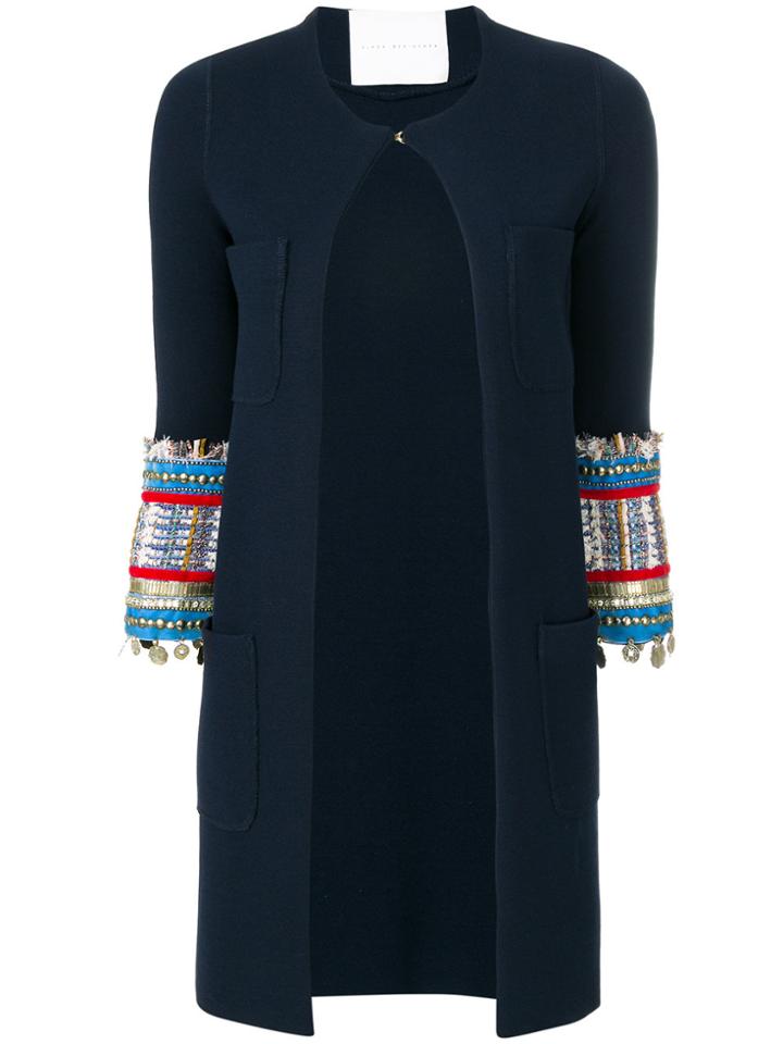 Giada Benincasa Embroidered And Embellished Cuff Cardi-coat - Blue