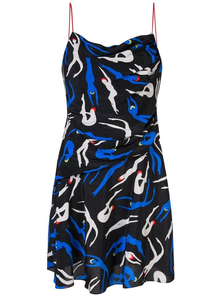 Dvf Diane Von Furstenberg Silhouette Print Flared Dress - Black