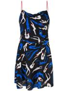 Dvf Diane Von Furstenberg Silhouette Print Flared Dress - Black